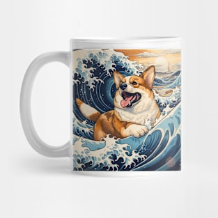 Corgi on Hokusai Mug